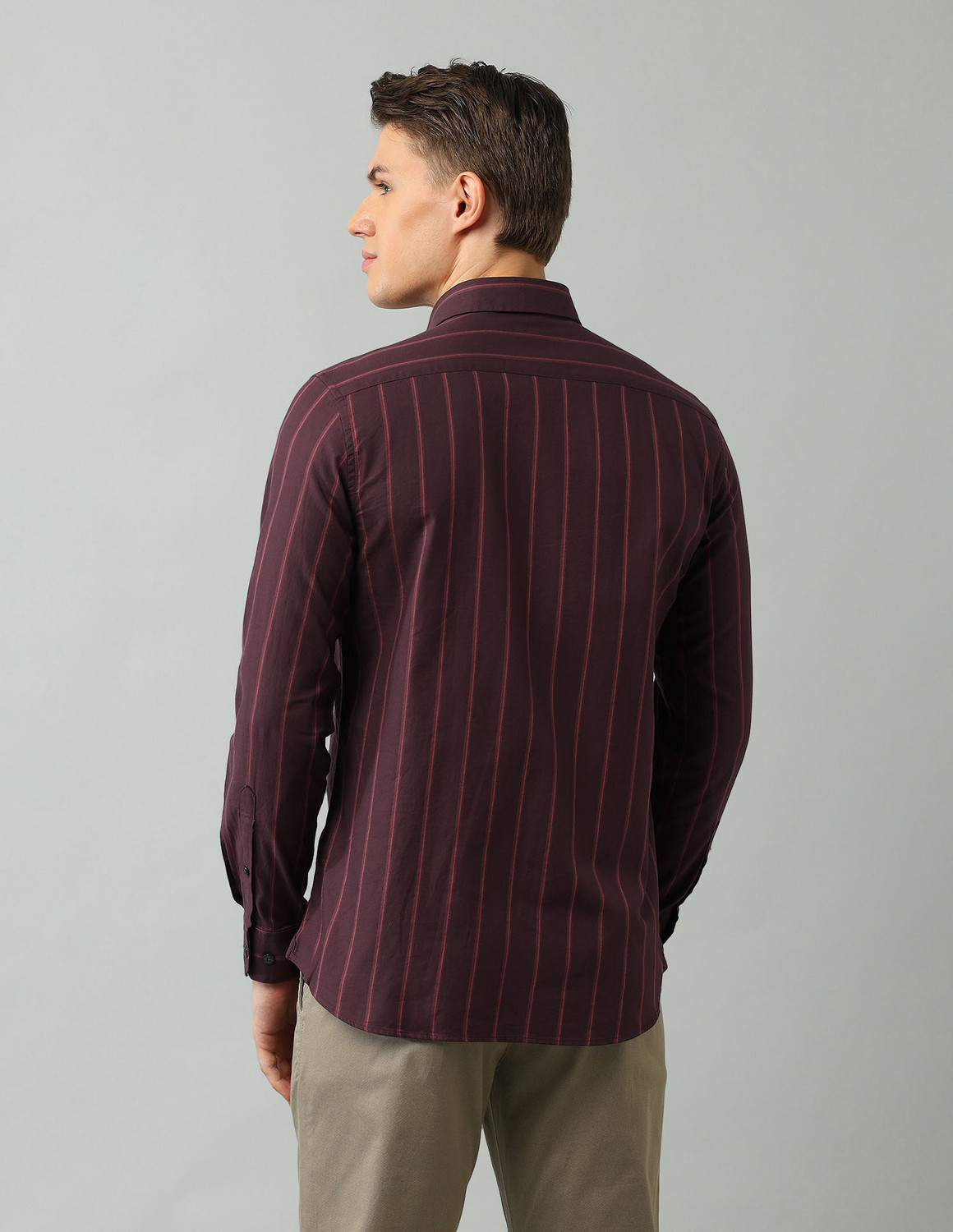 Image of Arrow Sport Men Striped Casual Red Shirt