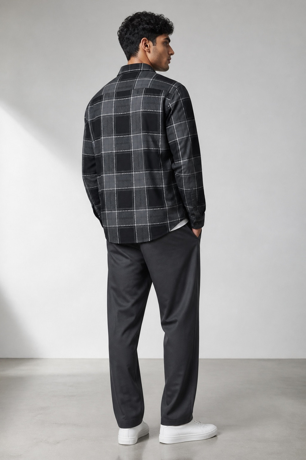Image of METRONAUT Men Slim Fit Checkered Spread Collar Casual Shirt