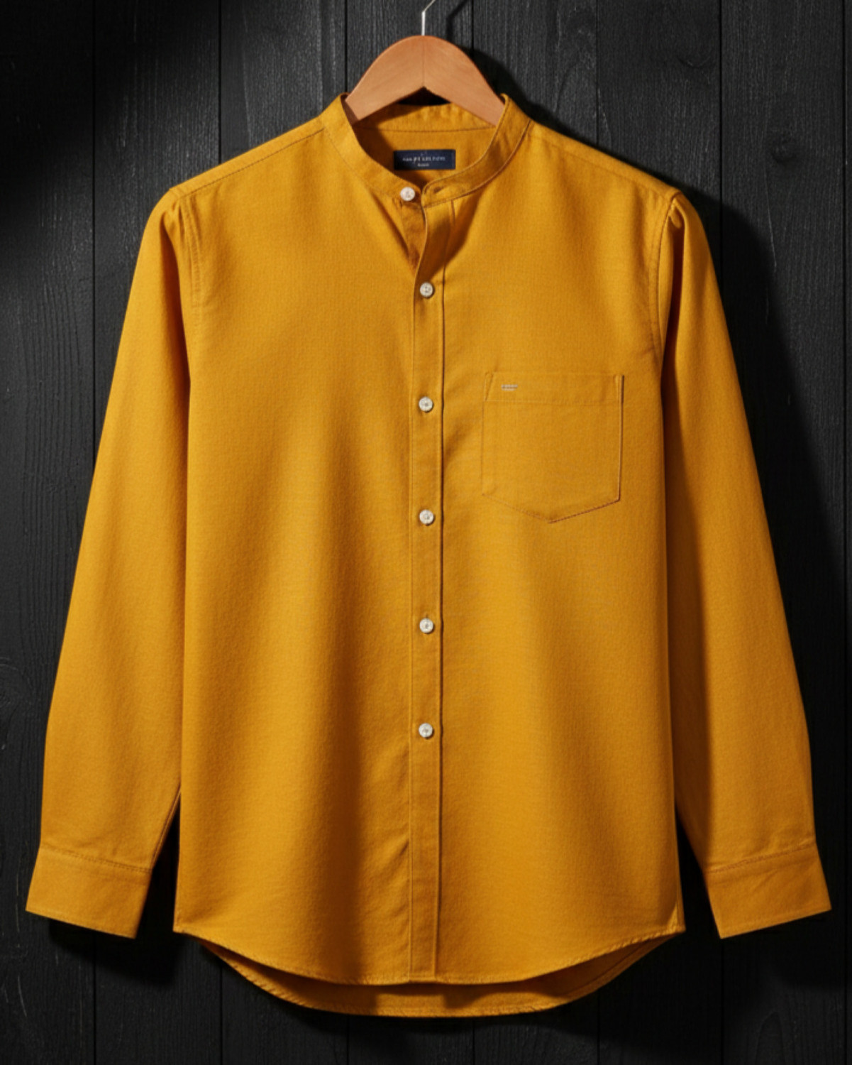Image of Voroxy Men Solid Casual Yellow Shirt