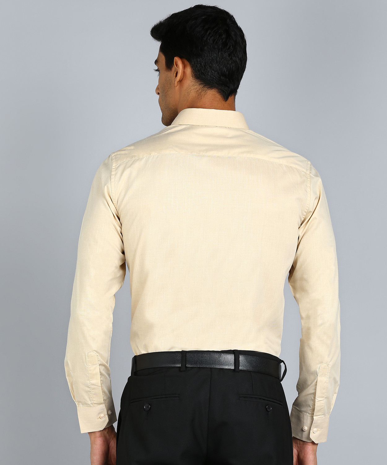 Image of SAM & JACK Men Self Design Formal Beige Shirt