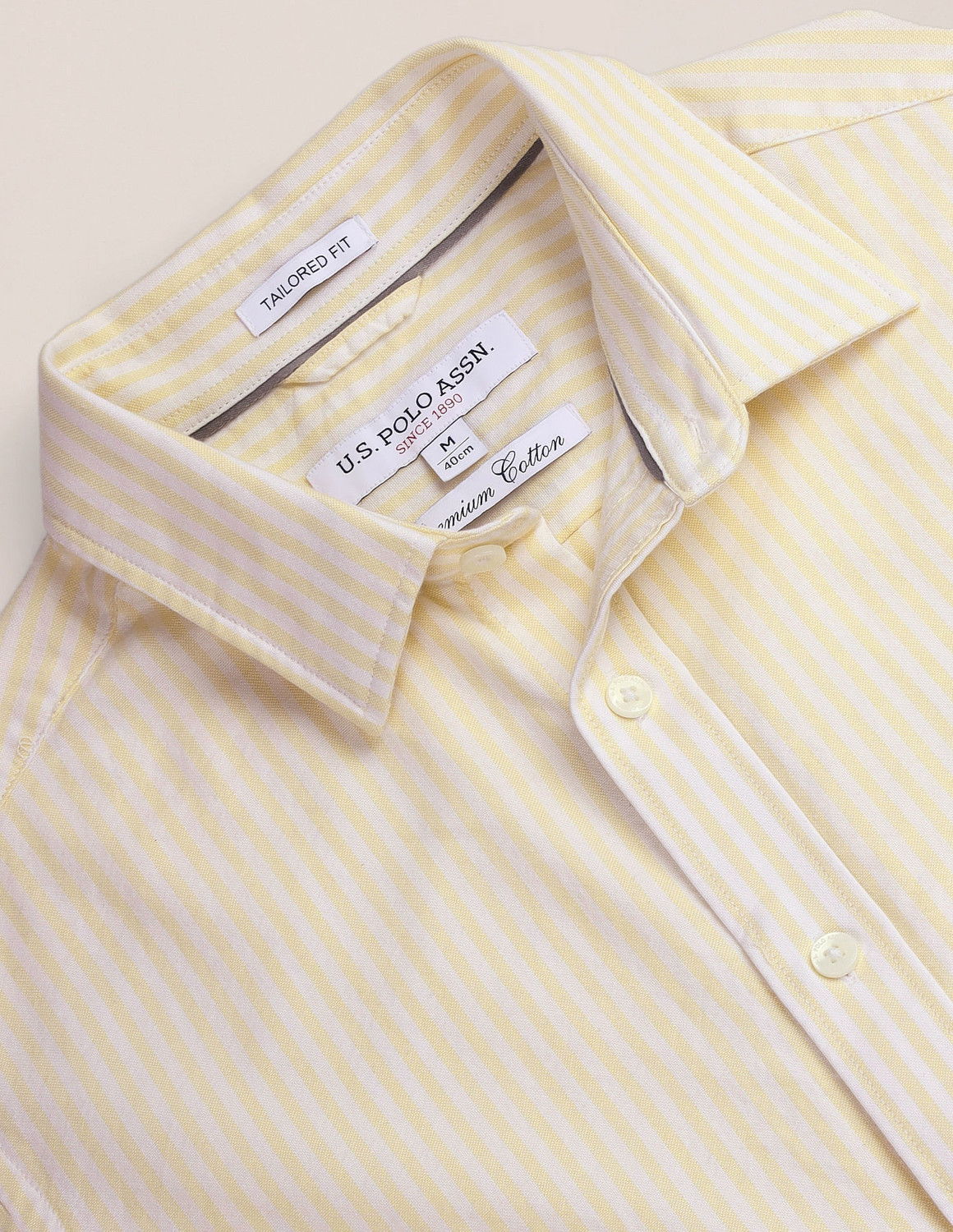 Image of U.S. POLO ASSN. Men Solid Casual Yellow Shirt