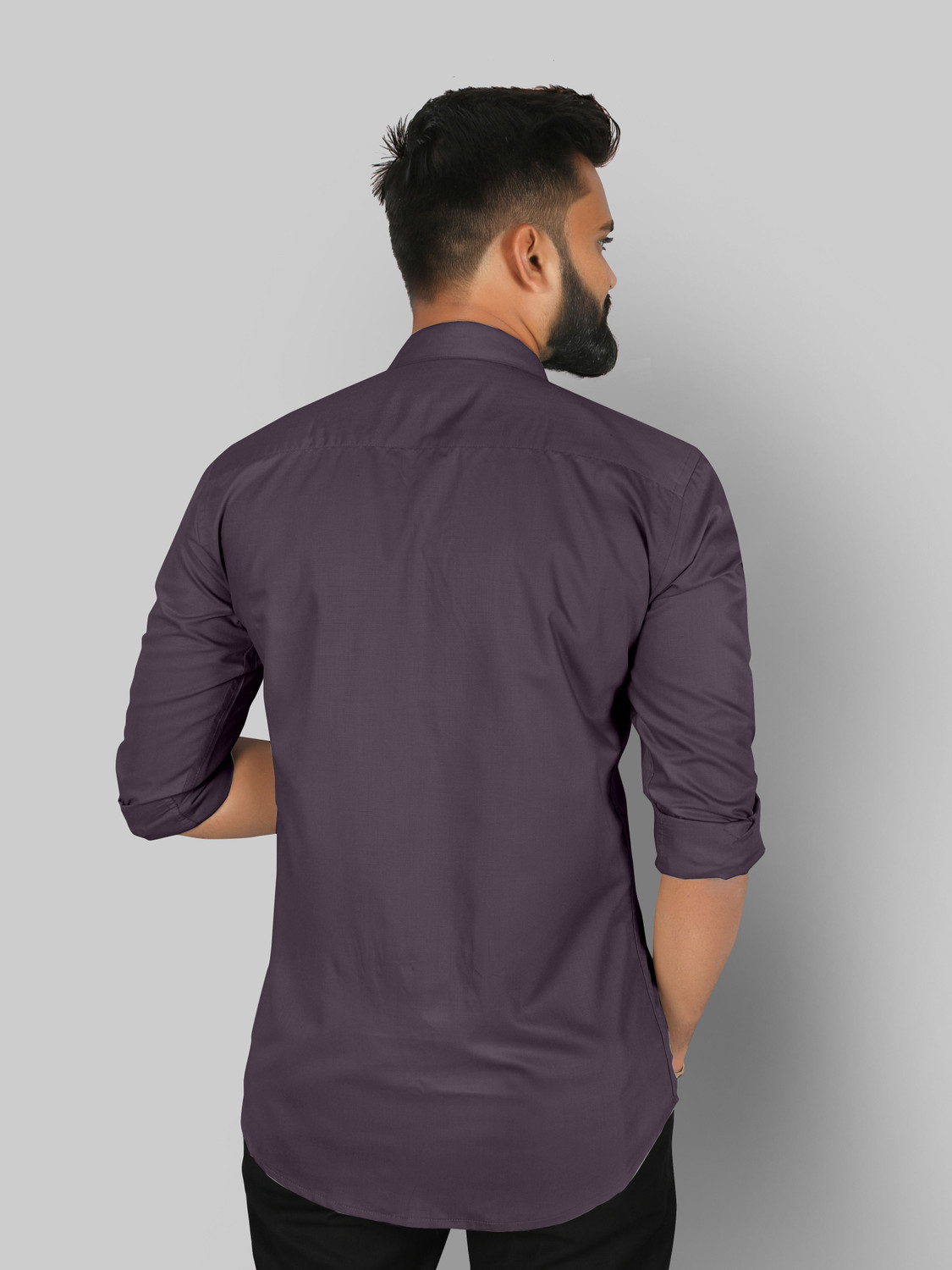Image of FIBERMILL Men Solid Formal Purple Shirt