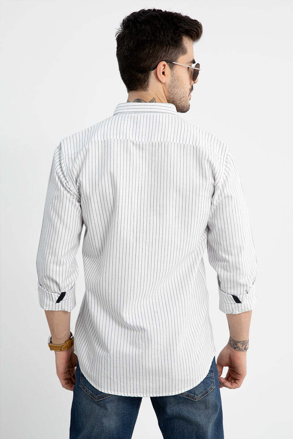 Image of Snitch Men Slim Fit Striped Button Down Collar Casual Shirt
