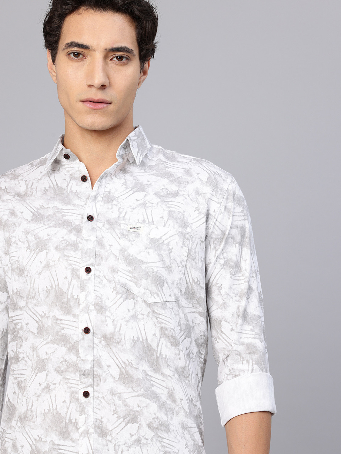 Image of Majestic Man Men Printed Casual White Shirt