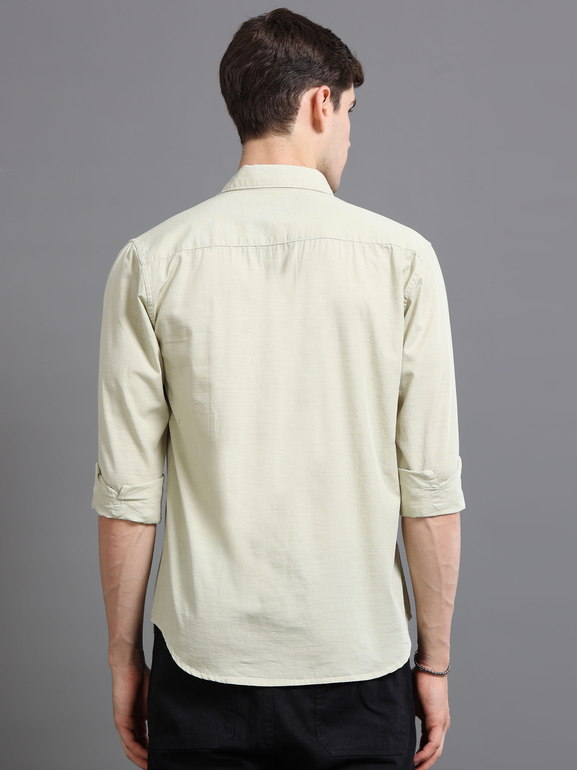 Image of Tom Mackler Men Solid Casual Light Green Shirt