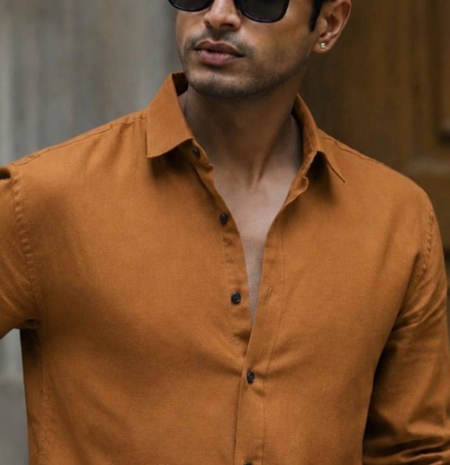 JACKBELLA Men Brown, Orange Shirt - Image 4