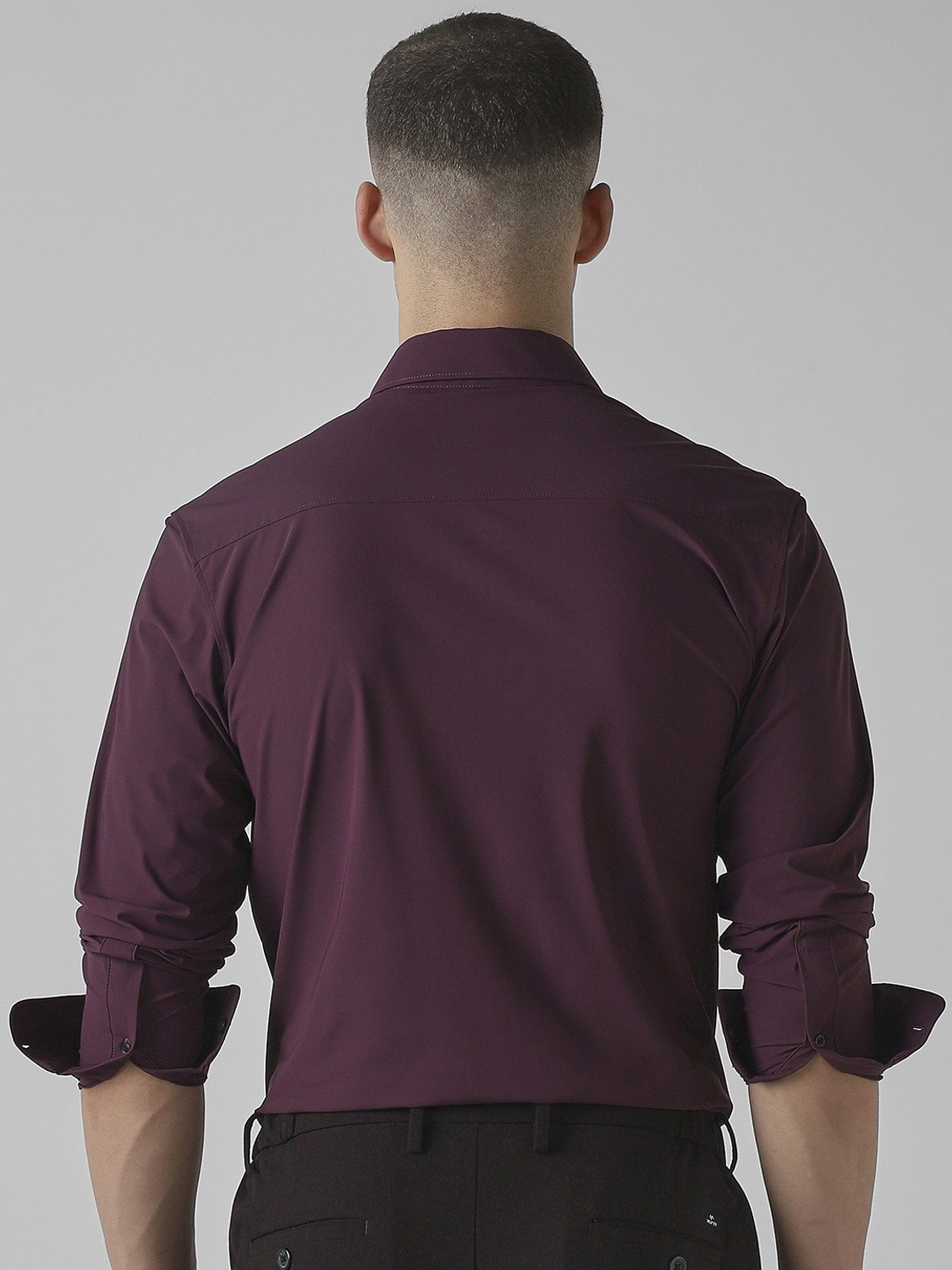 Image of MUFTI Men Solid Formal Maroon Shirt