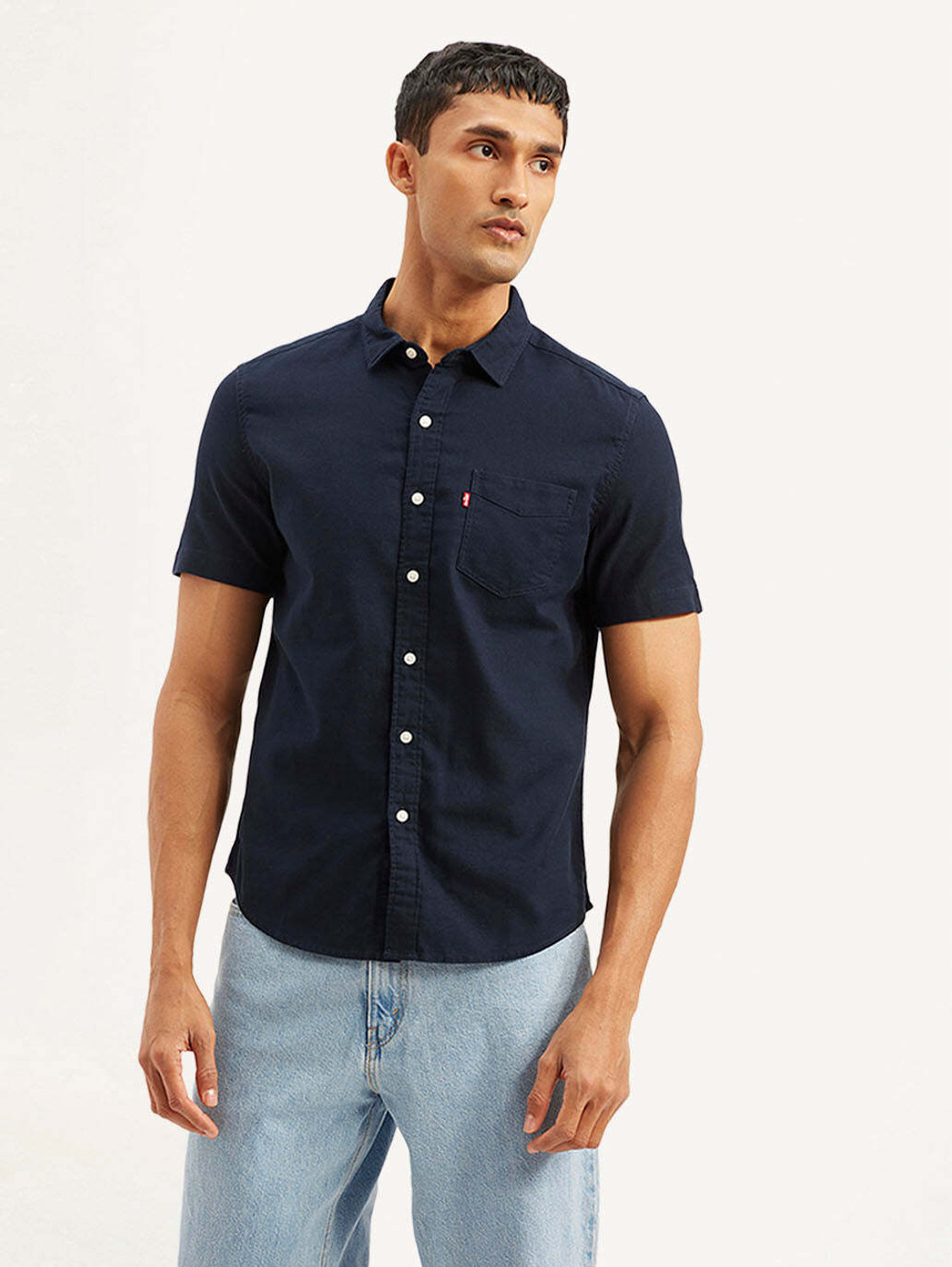 Image of LEVI'S Men Solid Casual Blue Shirt