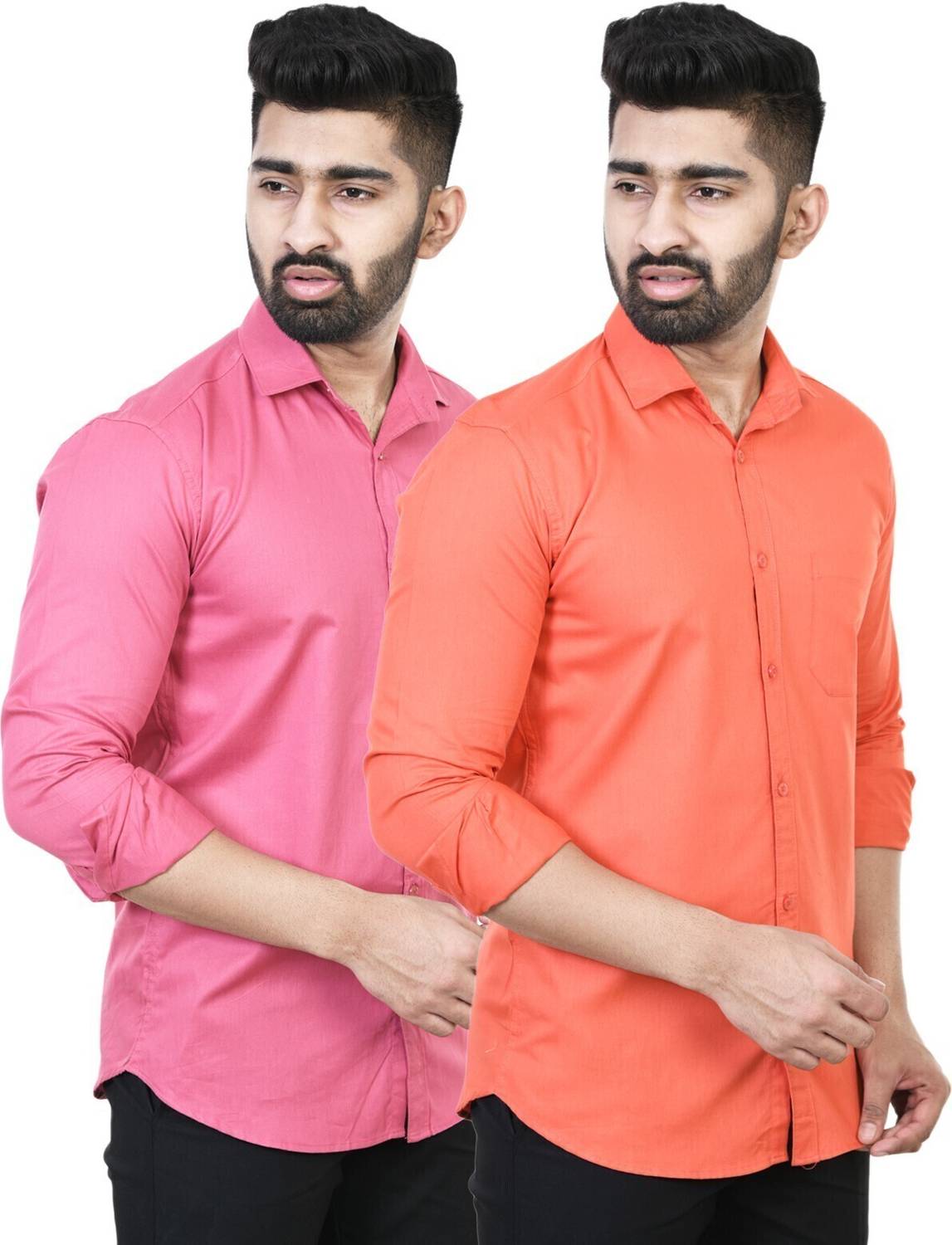 Feel high Men Regular Fit Solid Casual Shirt (Pack of 2)