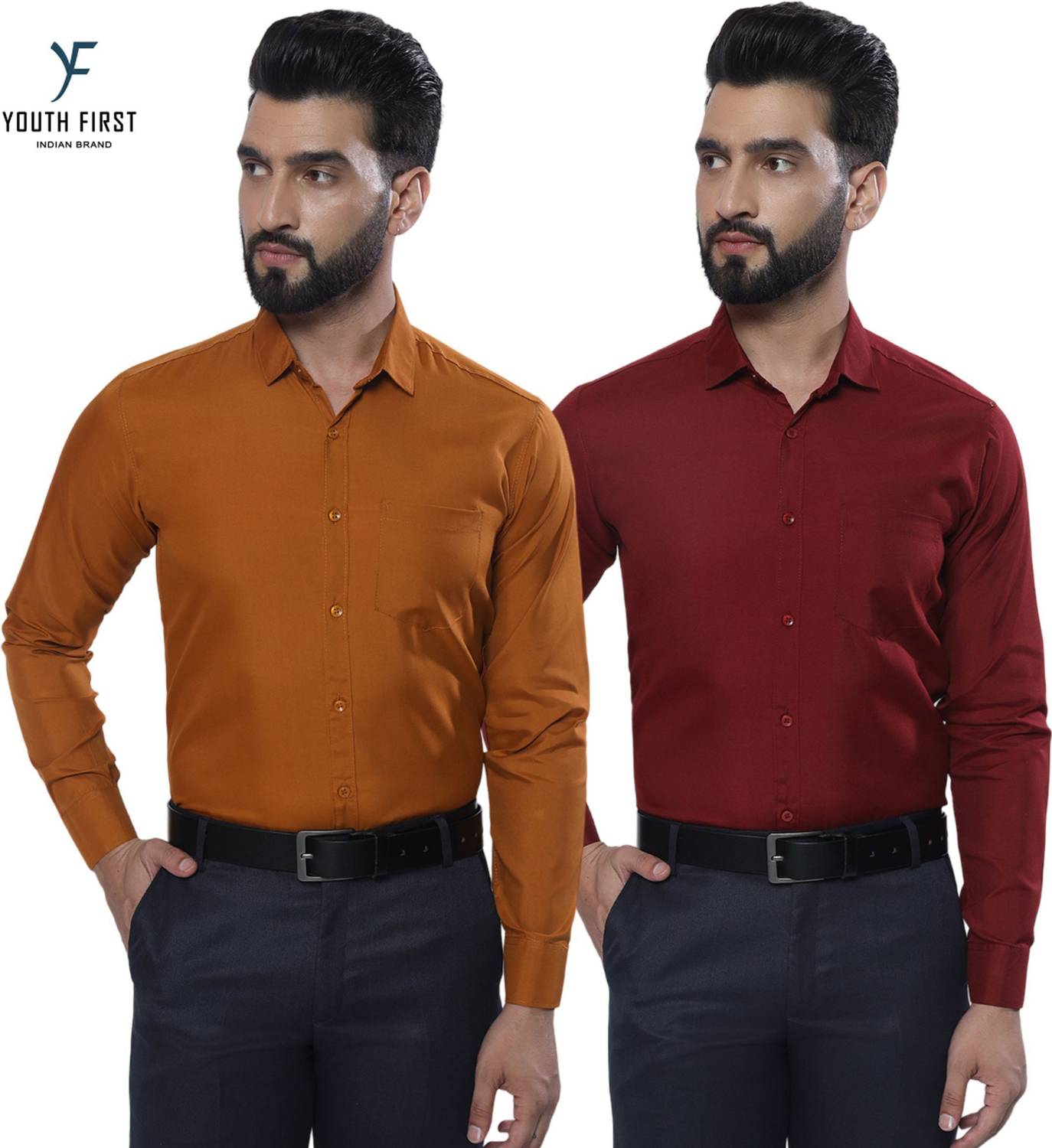 youth first Men Relaxed Fit Fit Solid Spread Collar Formal Shirt