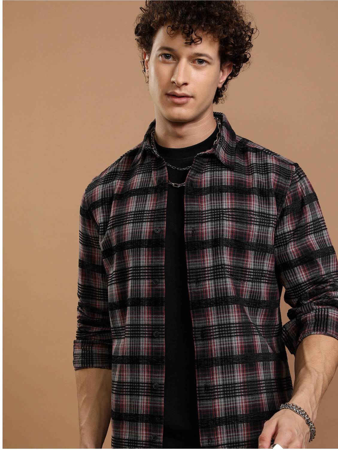 HIGHLANDER Men Slim Fit Checkered Shirt - Image 1