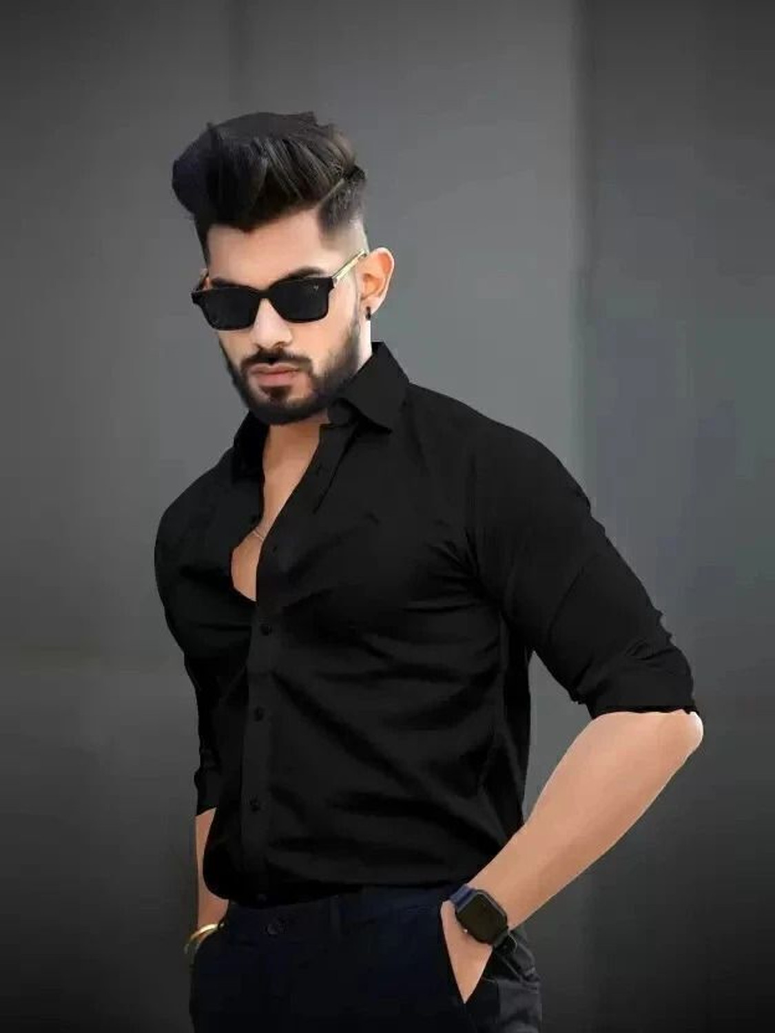 Image of jumi enterprise Men Solid Casual Black Shirt