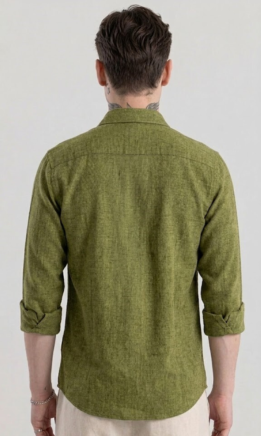 Image of HELIXATTIRE Men Regular Fit Solid Spread Collar Casual Shirt