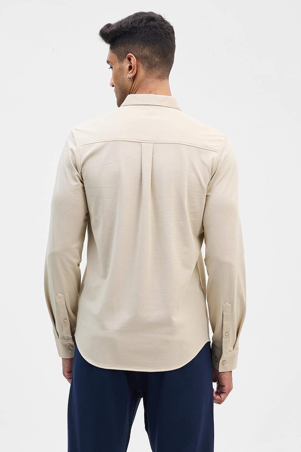 Image of Snitch Men Solid Formal Beige Shirt
