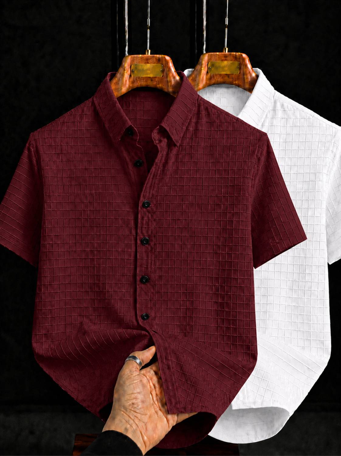 COMBRAIDED Men White, Maroon Shirt - Image 1