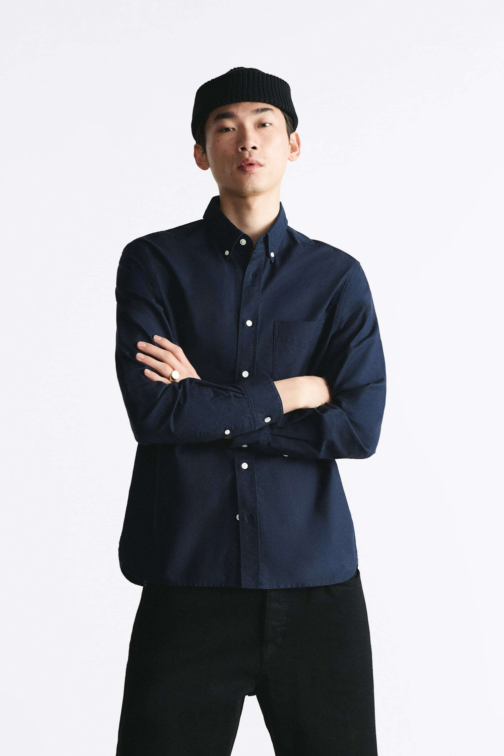 Image of MISCHIEF Monkey Men Solid Casual Blue Shirt