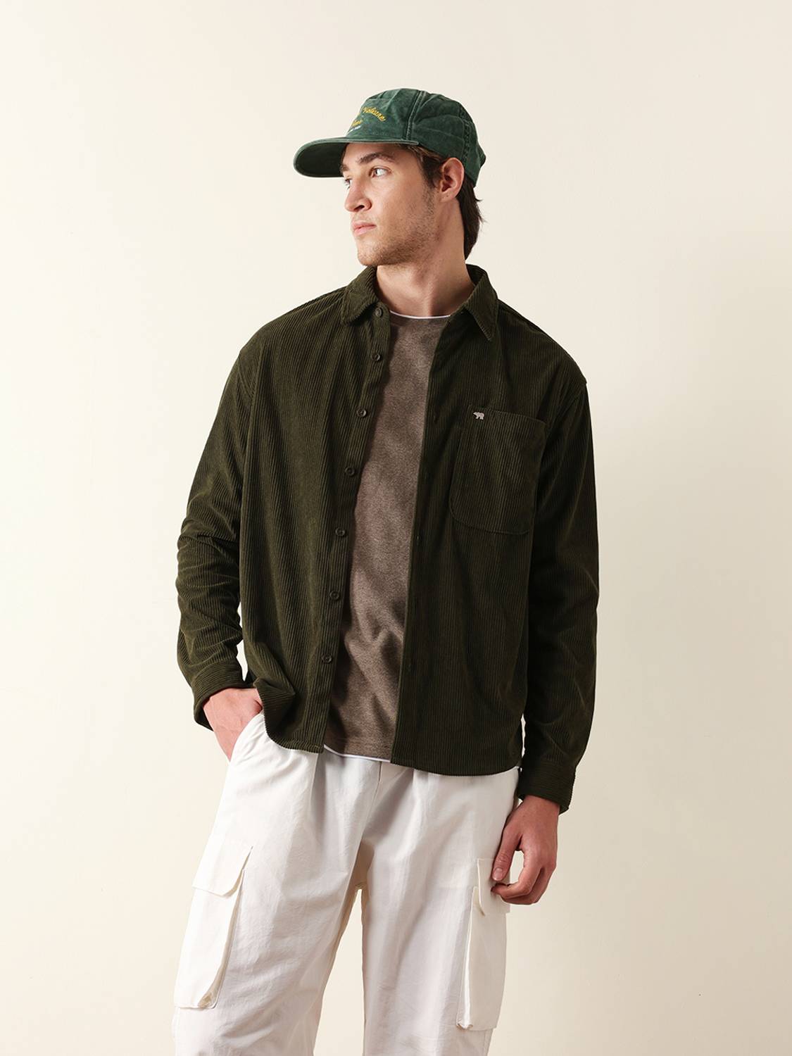 THE BEAR HOUSE Men Striped Casual Green Shirt