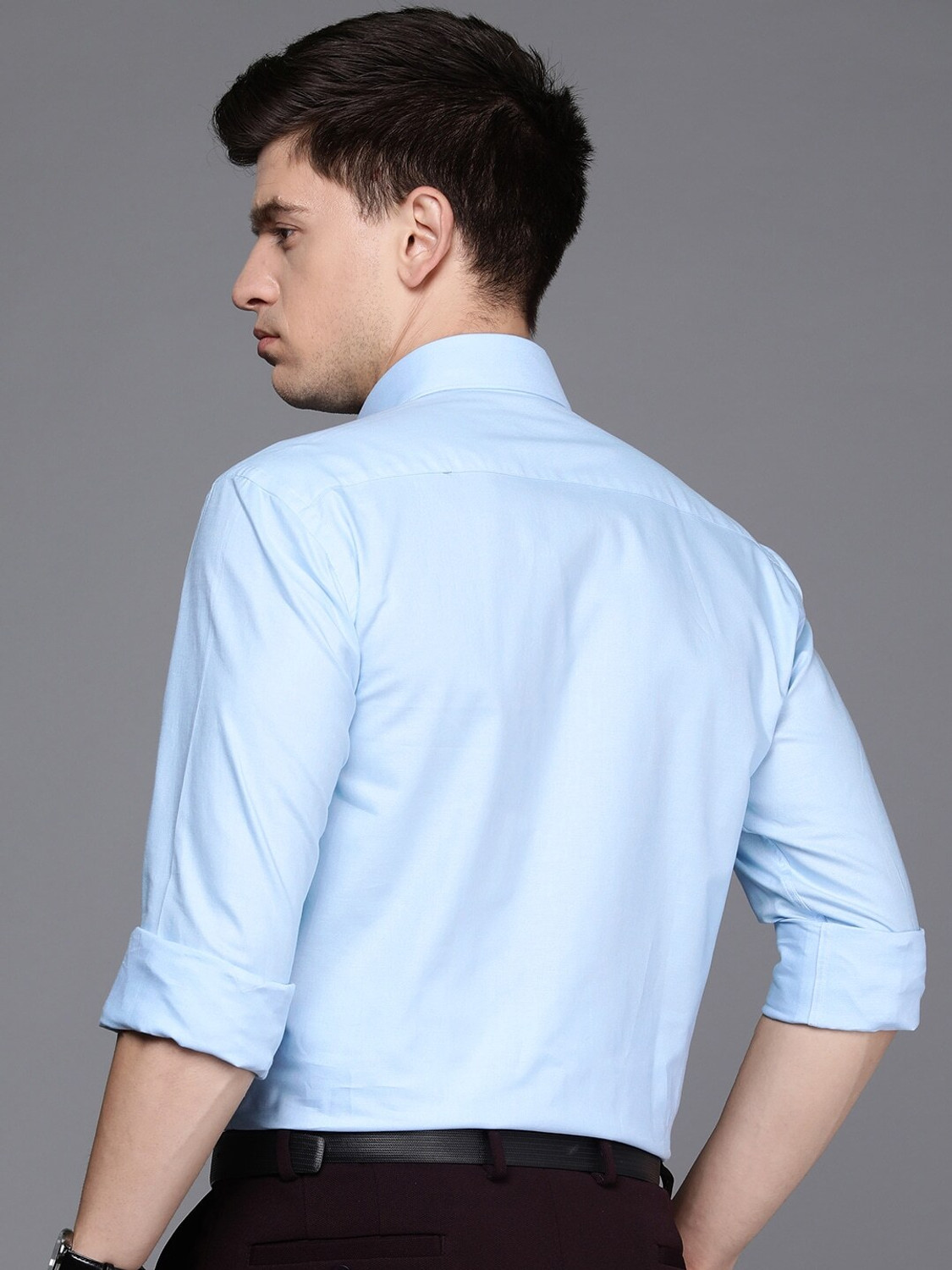Image of Raymond Men Solid Formal Blue Shirt