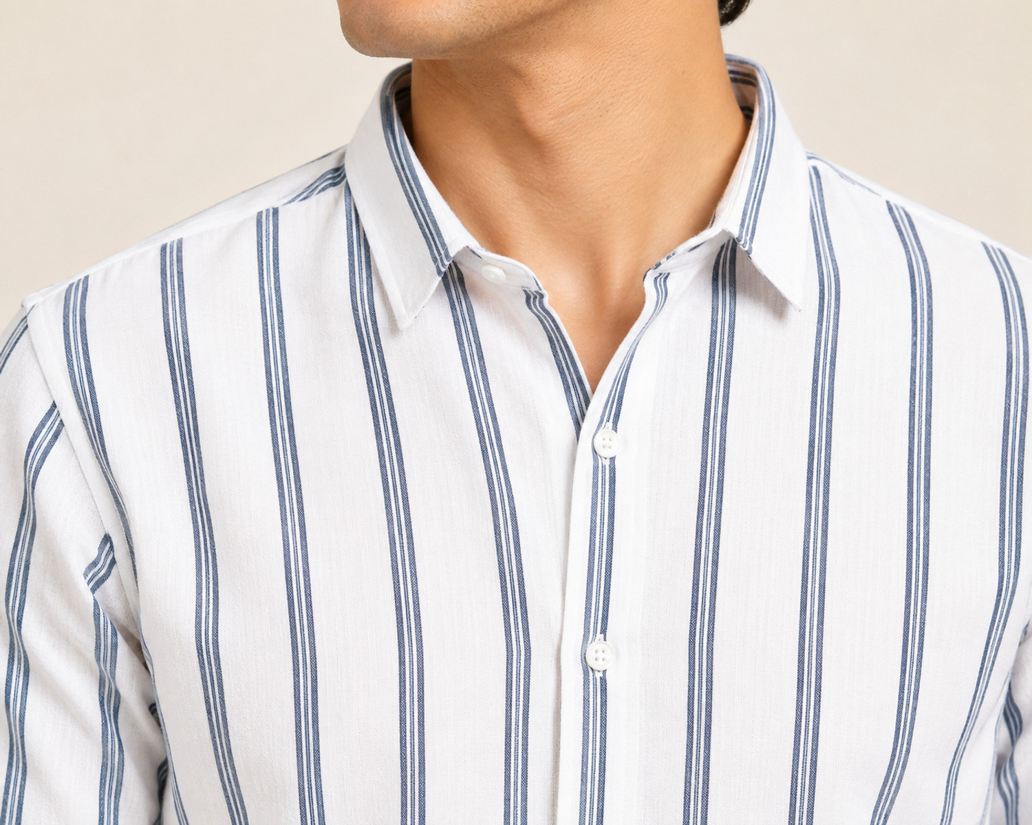 Image of METRONAUT Men Striped Casual Dark Blue Shirt