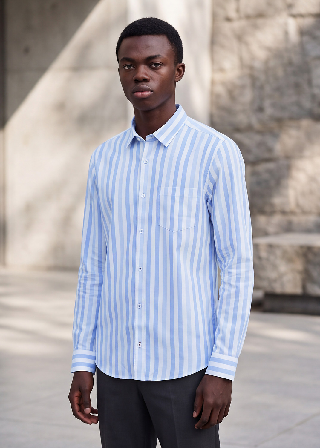Image of KILLER Men Slim Fit Striped Spread Collar Formal Shirt