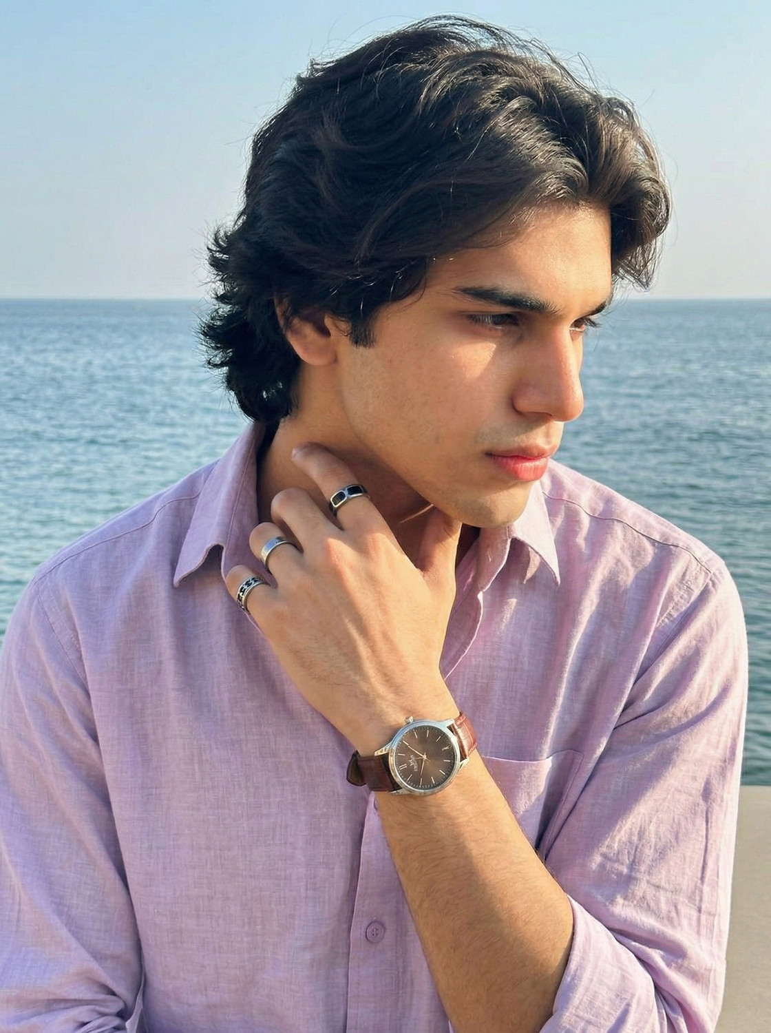 Image of Dhakre fashion Men Solid Casual Purple Shirt