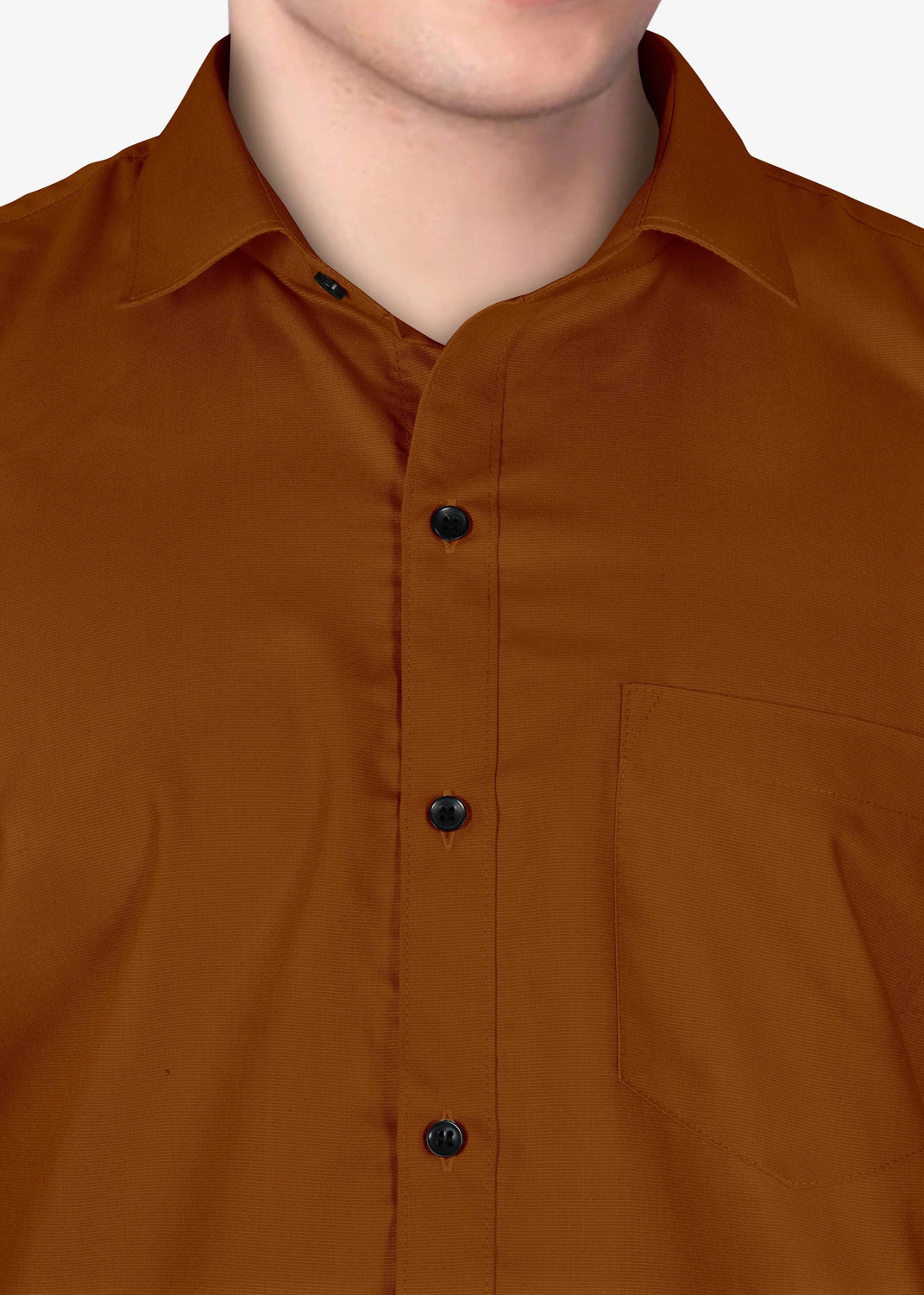 Image of STONEBERG Men Solid Formal Brown Shirt
