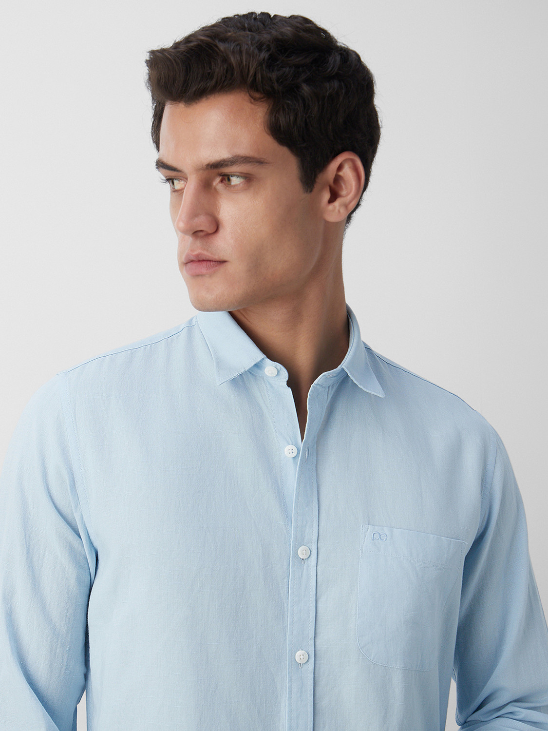 Image of PETER ENGLAND Men Solid Casual Light Blue Shirt