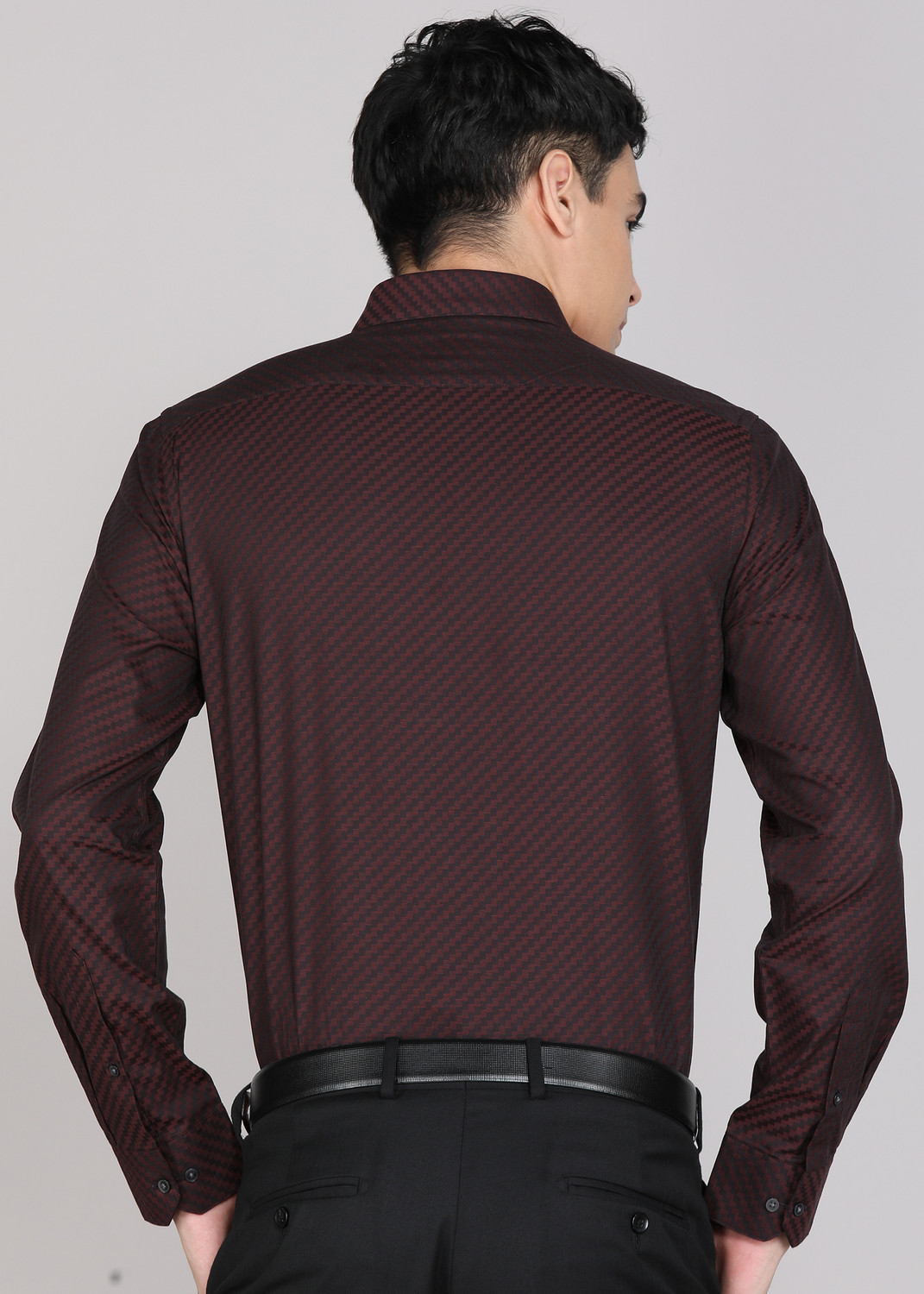 Image of ARROW Men Self Design Formal Red Shirt