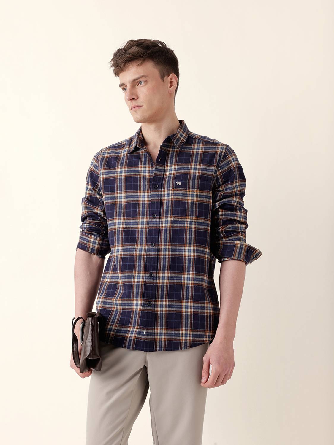 THE BEAR HOUSE Men Checkered Casual Blue Shirt - Image 1