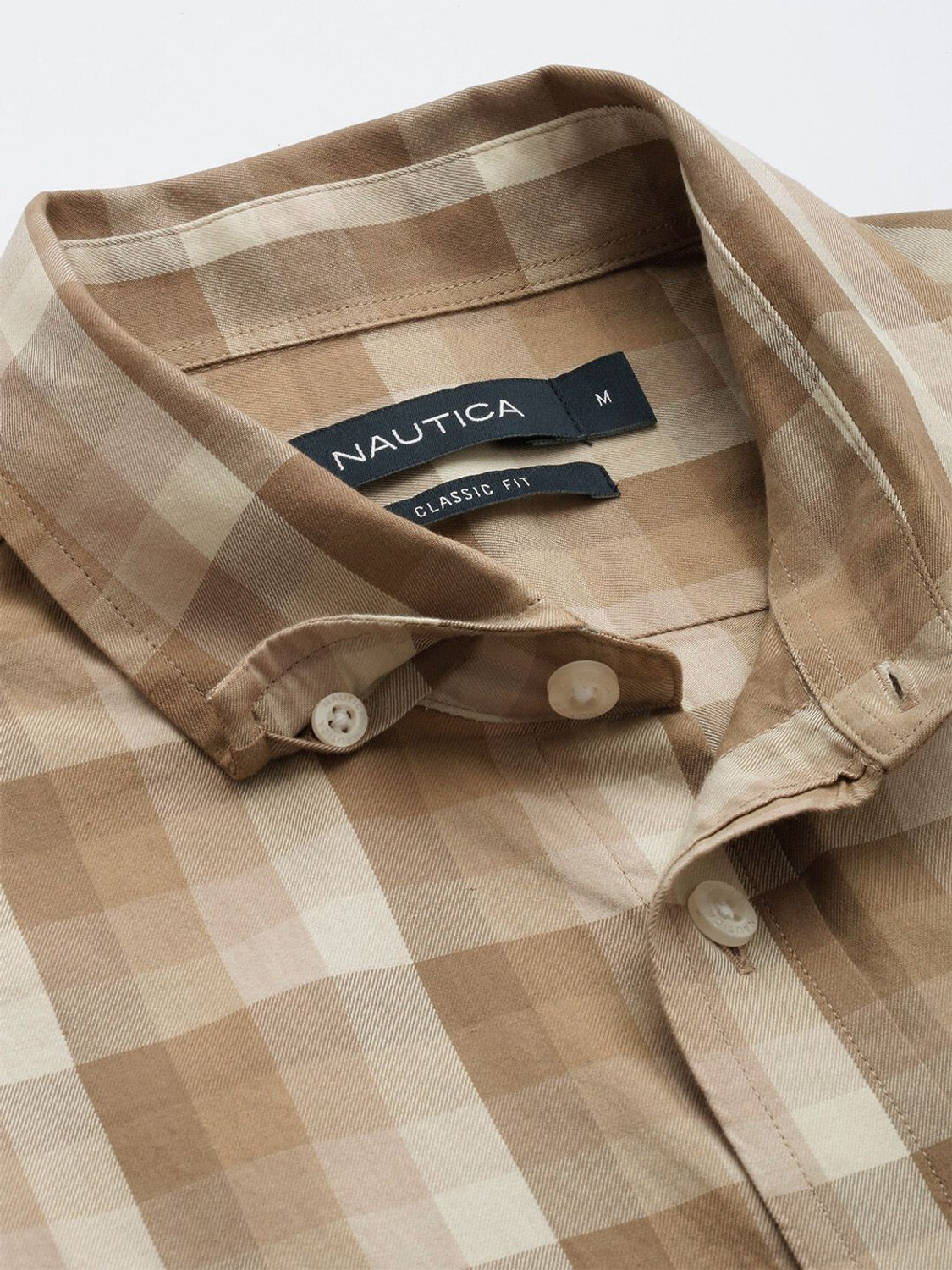 Image of NAUTICA Men Checkered Casual Brown Shirt