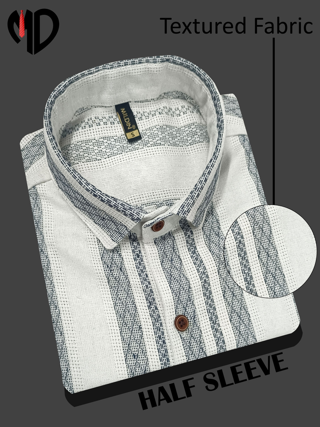 Image of MILDIN Men Striped Casual White Shirt