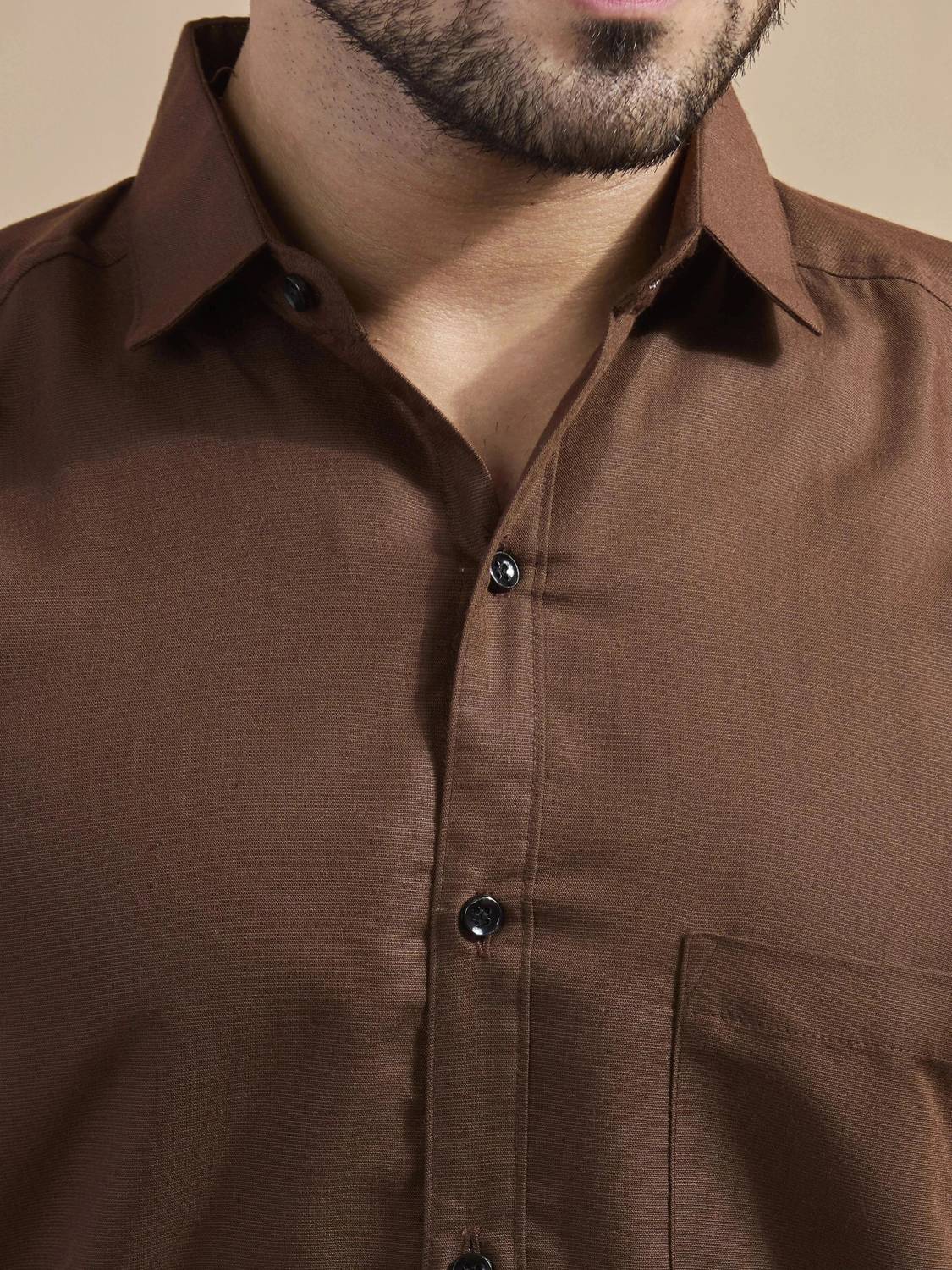 STONEBERG Men Solid Brown Shirt - Image 4