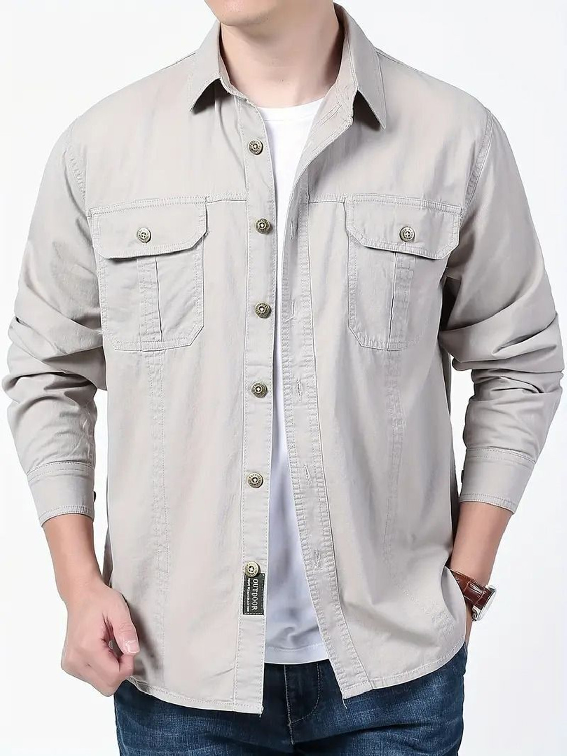 Image of sti Men Solid Casual Silver Shirt