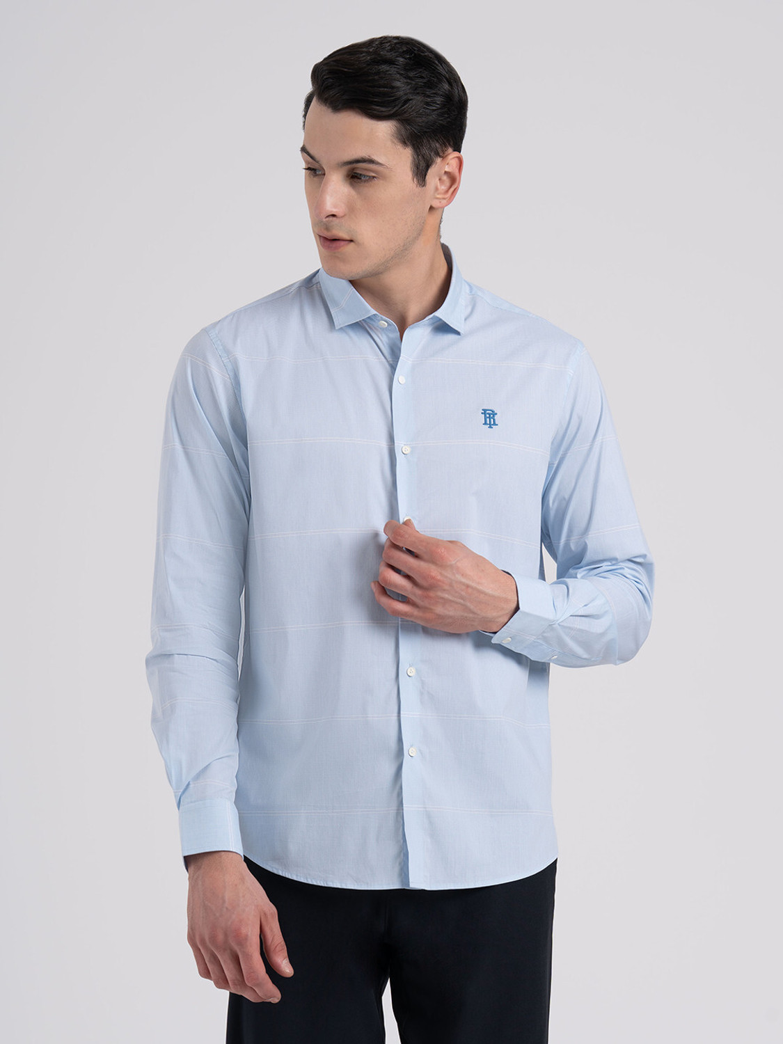 Image of REDTAPE Men Solid Casual Blue Shirt