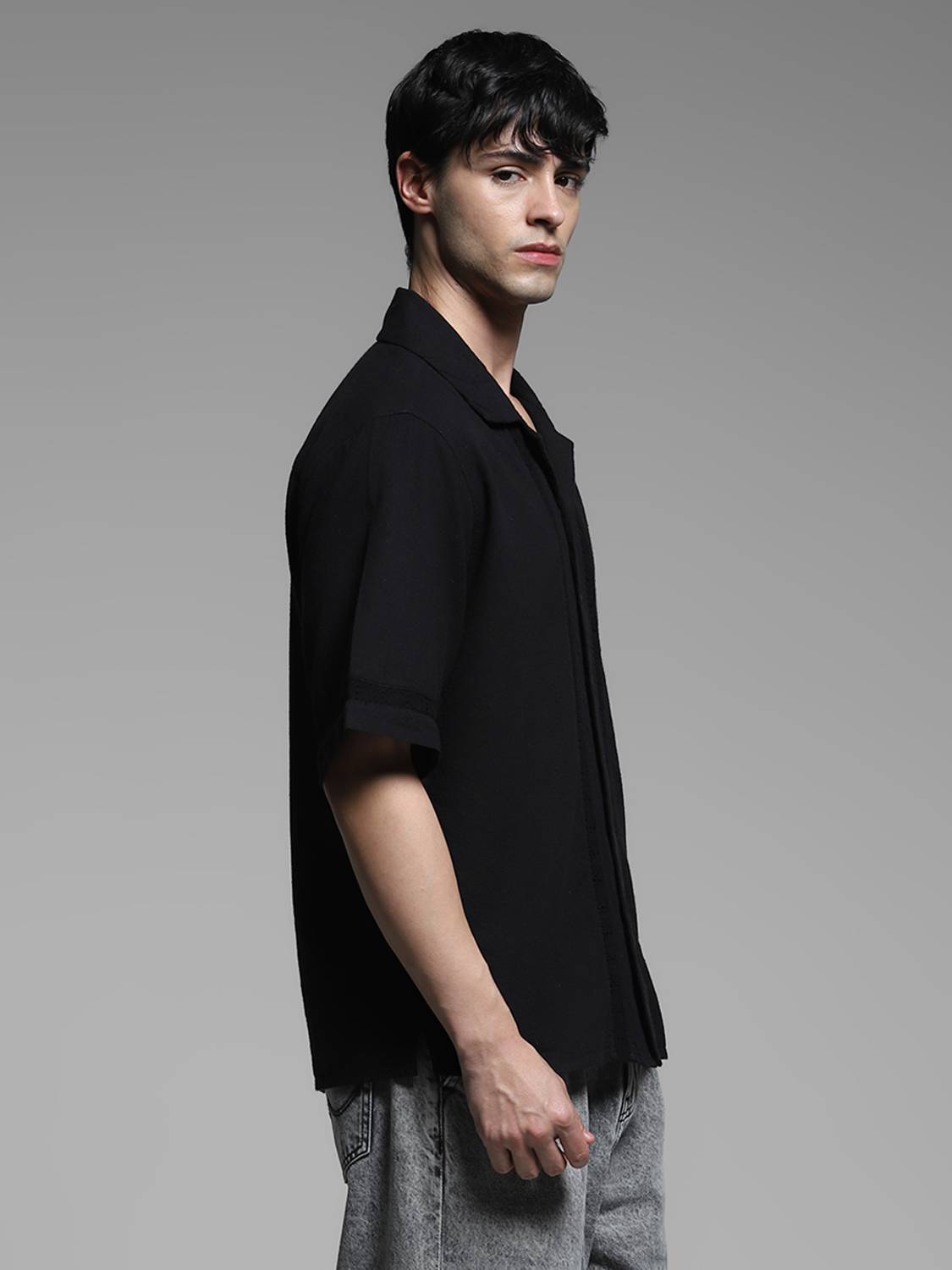 JACK & JONES Men Solid Casual Black Shirt - Buy JACK & JONES Men