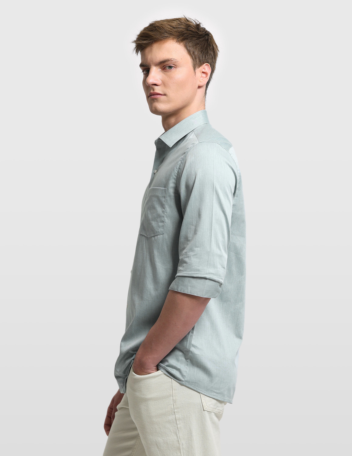 Image of ARROW Men Slim Fit Solid Spread Collar Casual Shirt