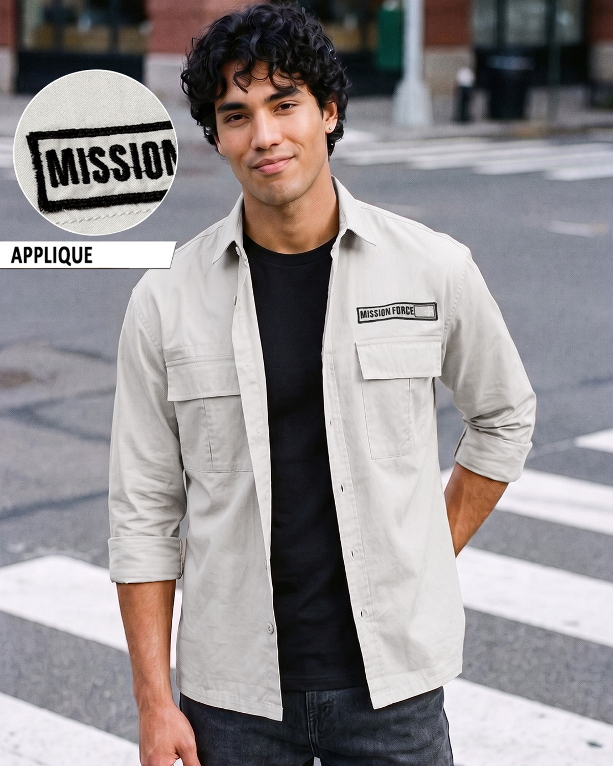 Image of BEWAKOOF Oversized Men Relaxed Fit Solid Spread Collar Casual Shirt