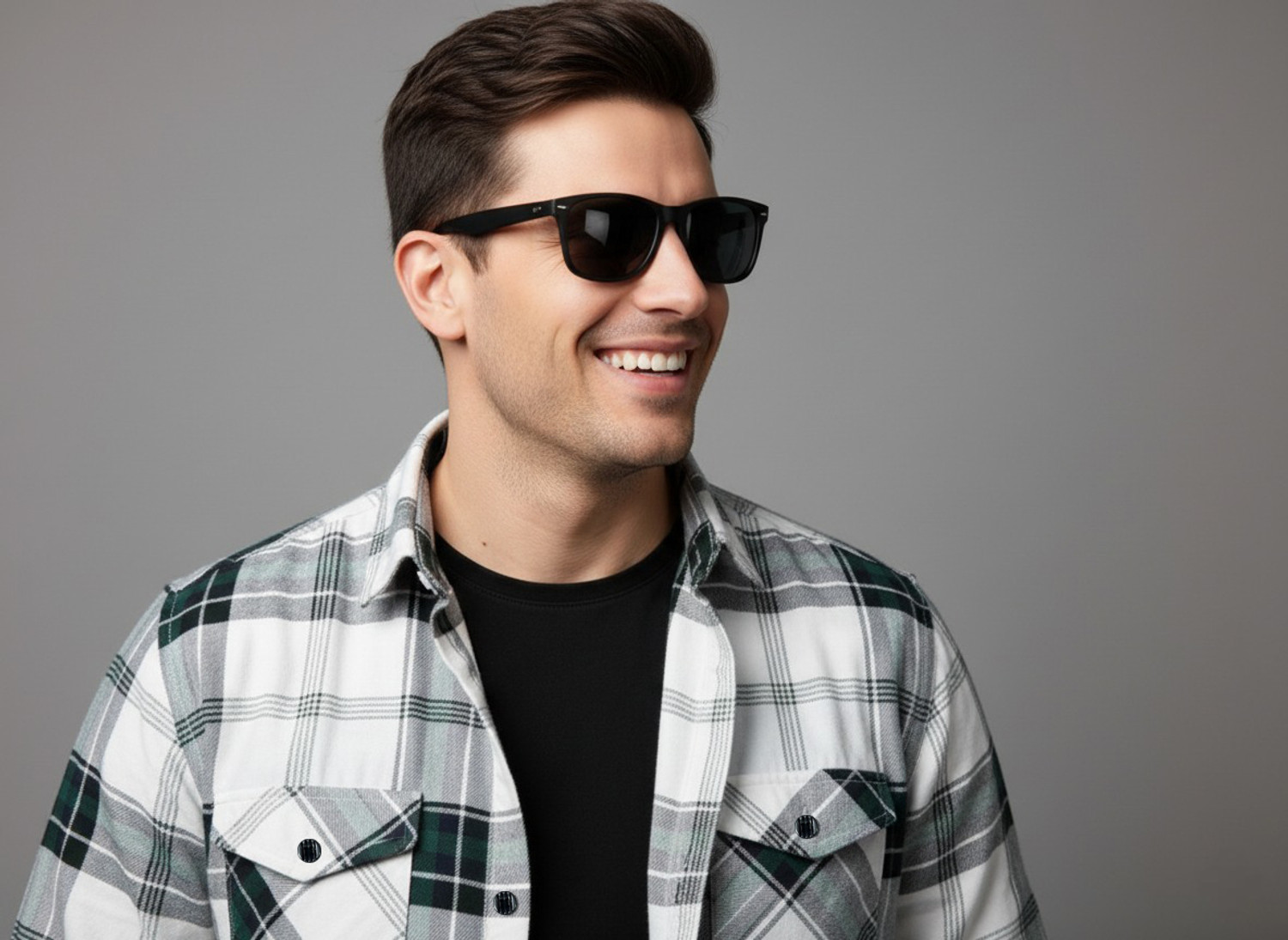 Image of S-LINE Men Checkered Casual Dark Green Shirt