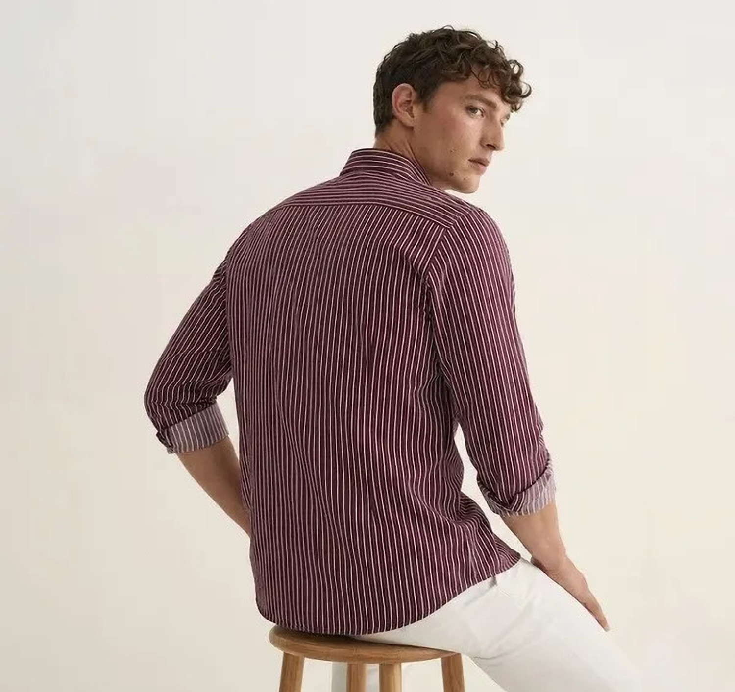 Image of Vaswani Men Striped Casual Pink Shirt