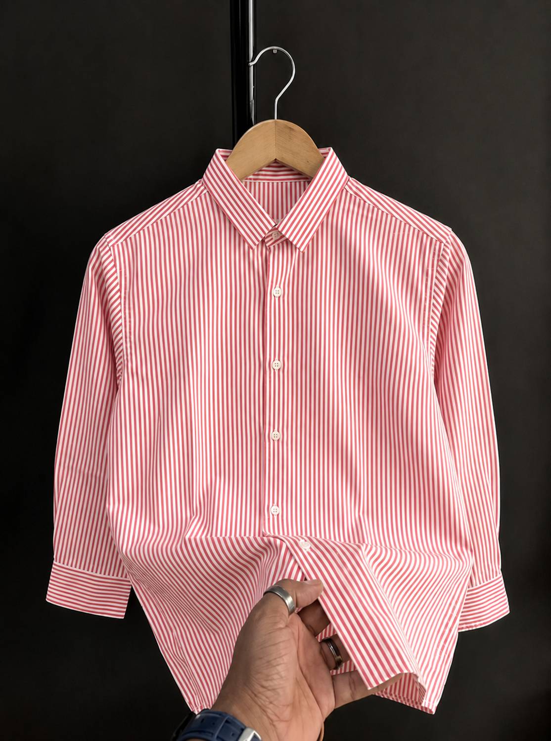 MANCLUB Men Striped Casual White, Red Shirt - Image 1
