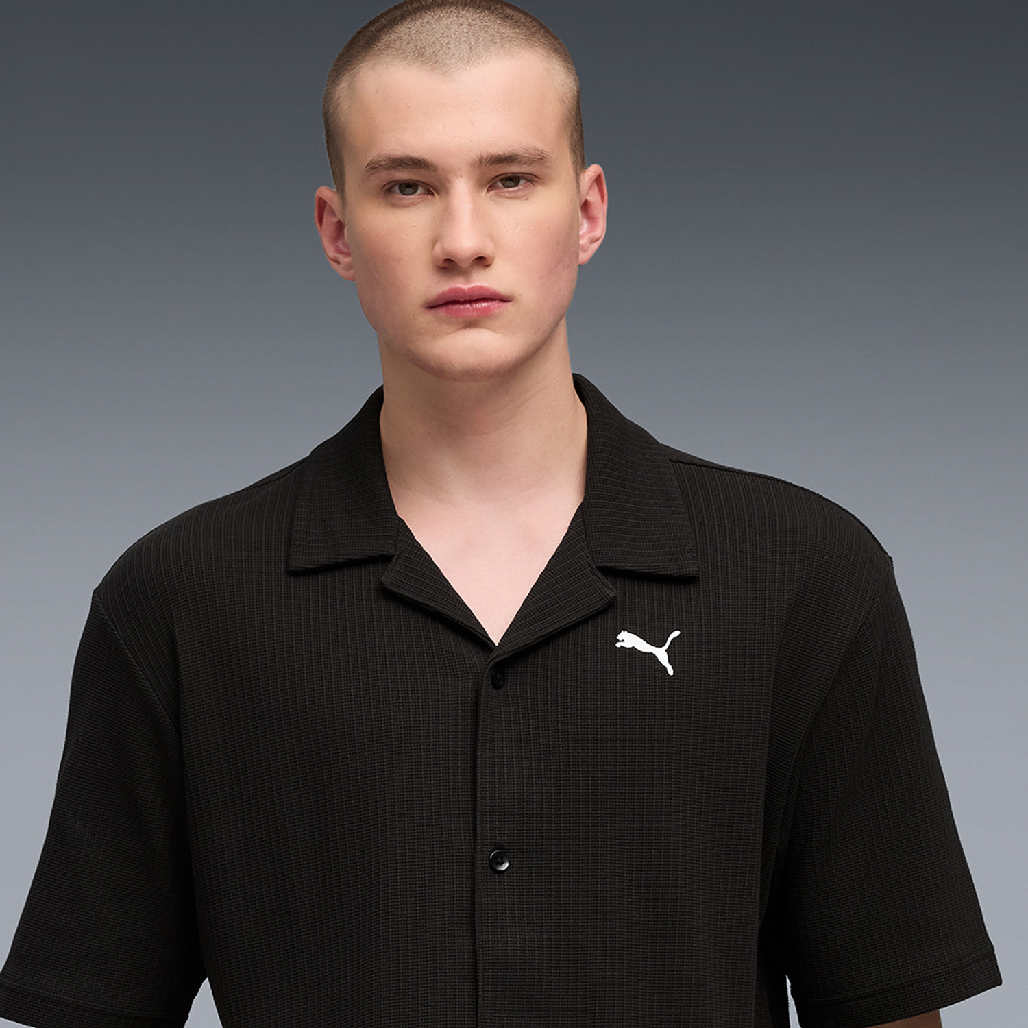 Image of PUMA Men Self Design Casual Black Shirt