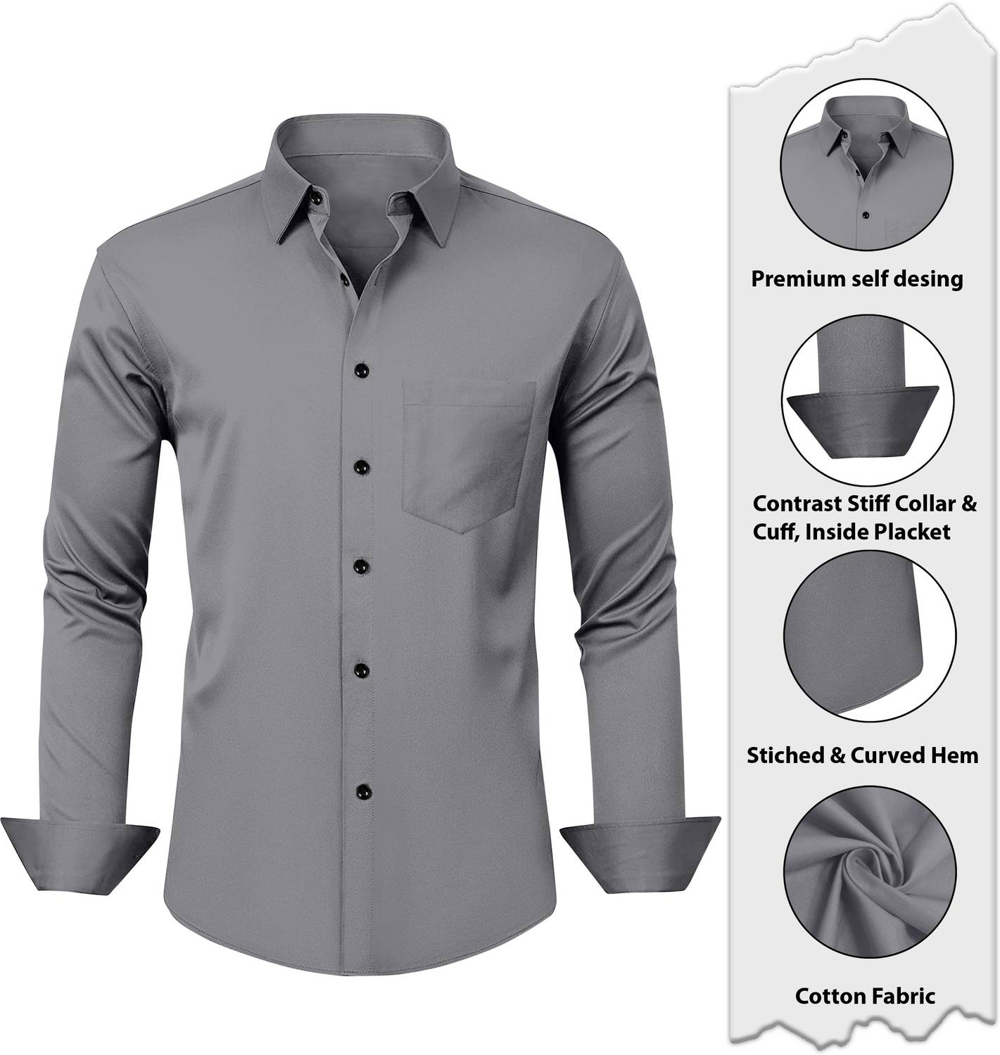 AITAVIKOVERSEAS Men Solid Casual Grey Shirt
