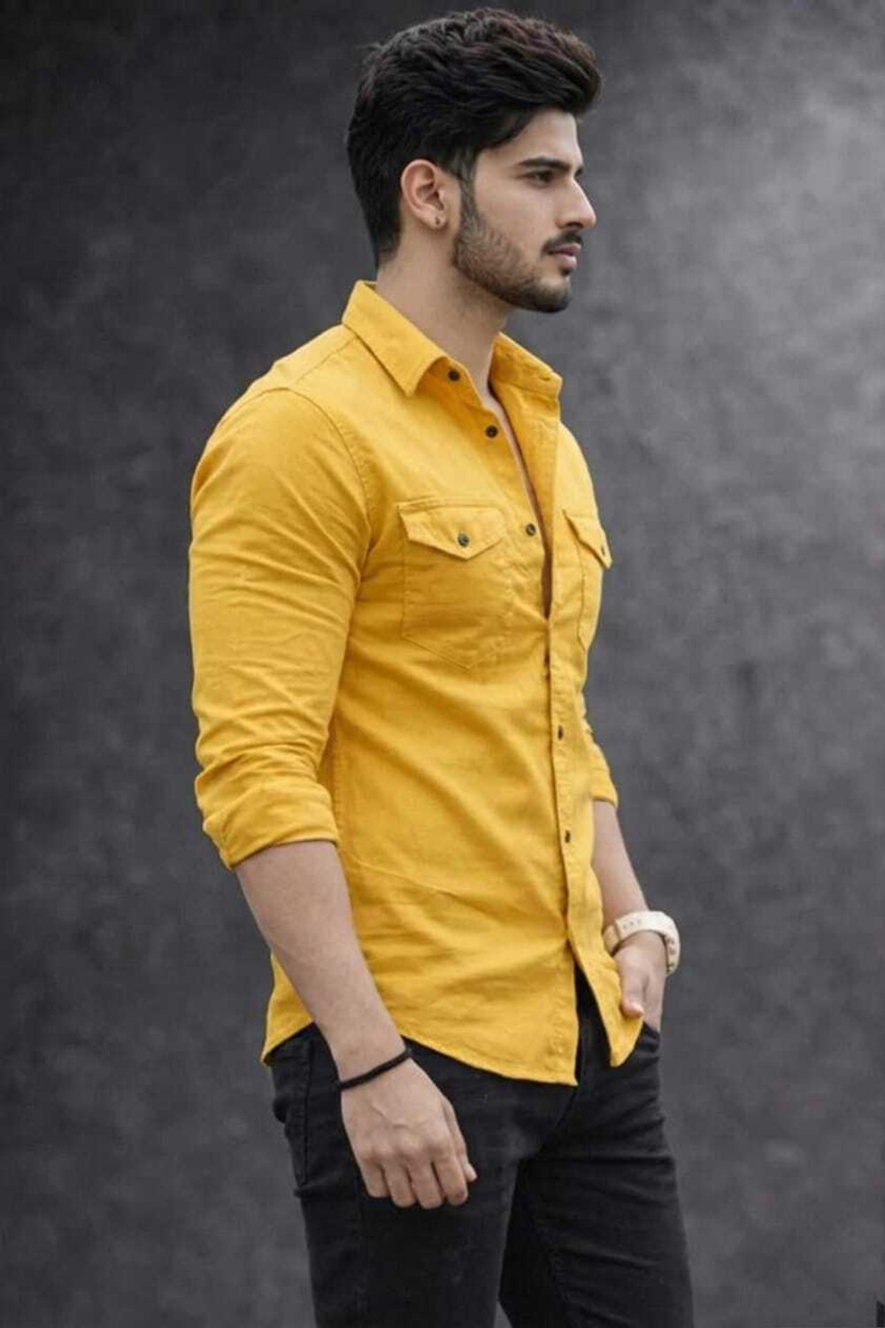 Image of PROMO FASH Men Regular Fit Solid Spread Collar Casual Shirt