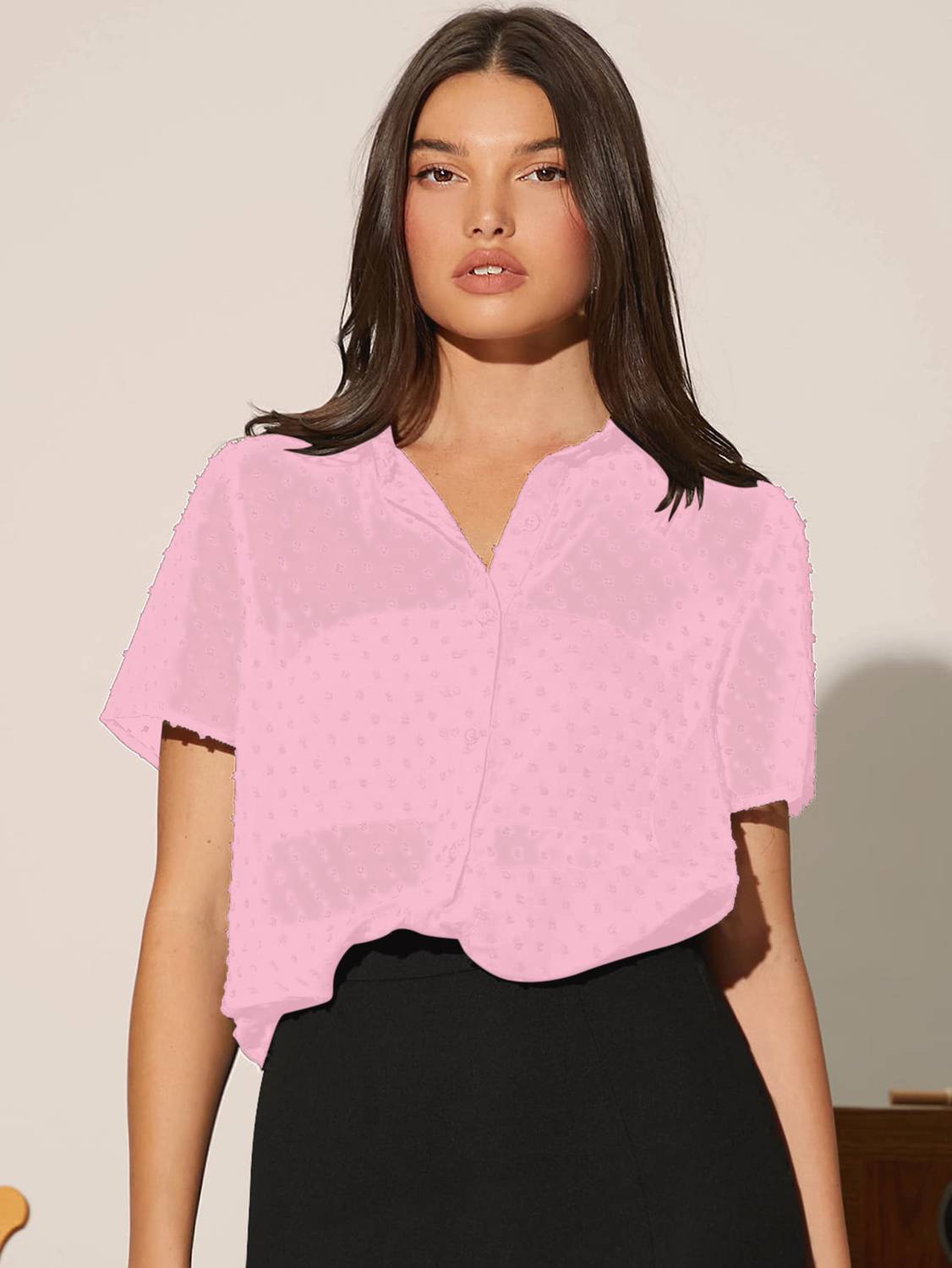 Aahwan Women Solid Casual Pink Shirt
