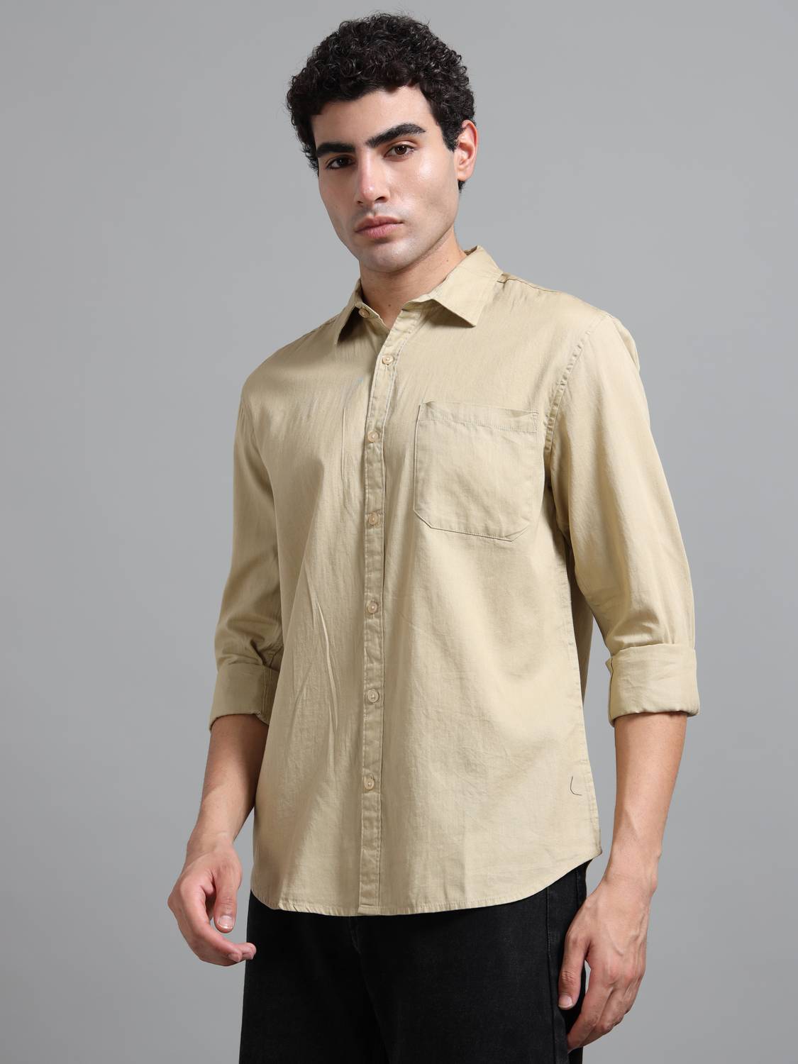 Proword Men Beige Casual Shirt - Image 3