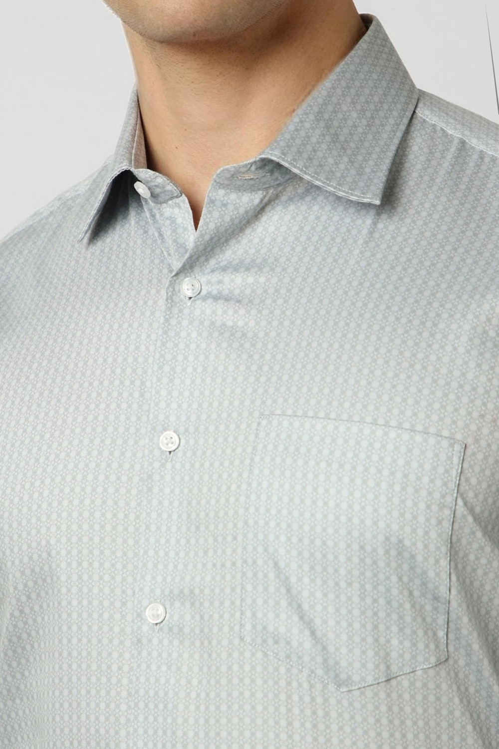 Image of VAN HEUSEN Men Self Design Formal Grey Shirt