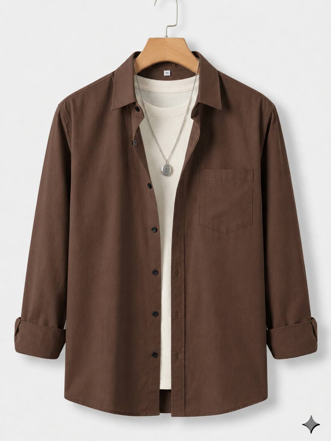 GLOREN Men Solid Casual Brown Shirt - Image 1