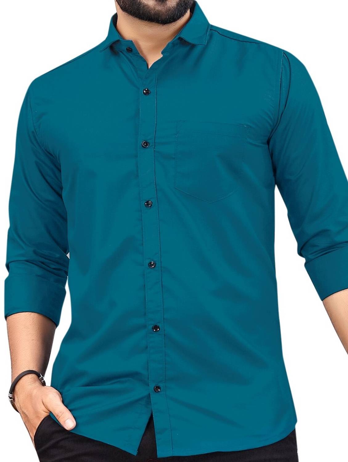 NIVICK Men Regular Fit Solid Spread Collar Formal Shirt
