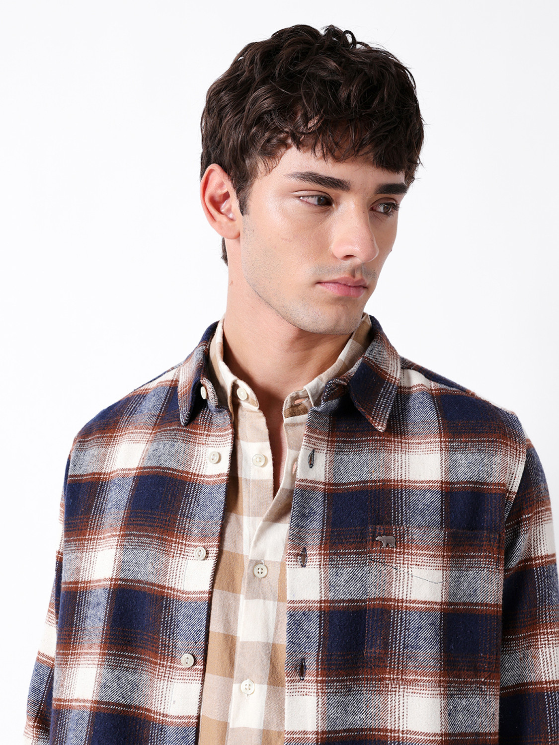 Image of THE BEAR HOUSE Men Checkered Casual Multicolor Shirt