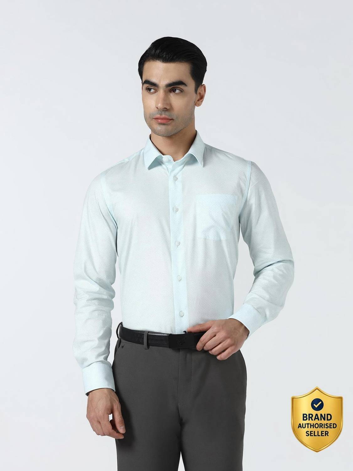 Blackberrys Men Printed Formal Light Green Shirt